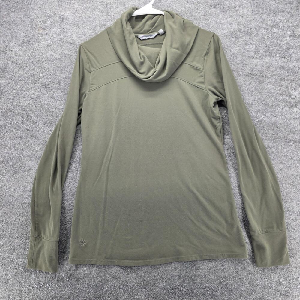 Athleta Shirt Womens Medium Green Cowl Neck Long Sleeve Pullover Top Stretch
